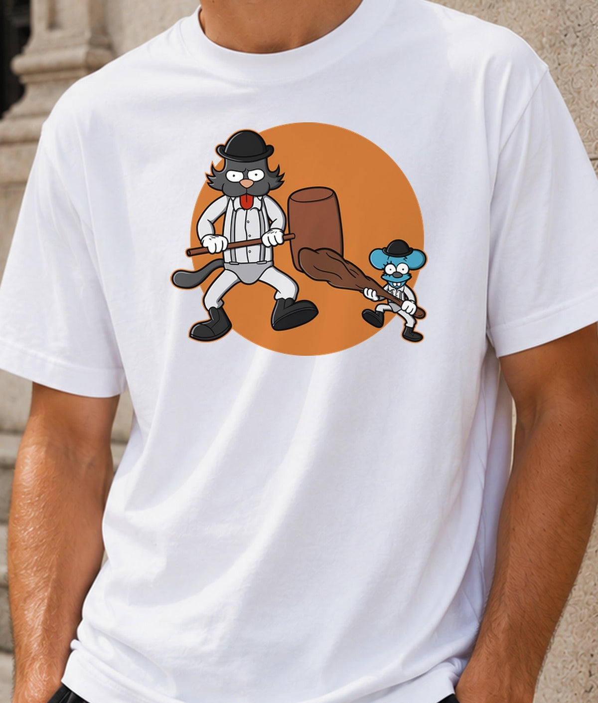 Camiseta Ultraviolence – Gato y Ratón Violencia Retro (blanca)