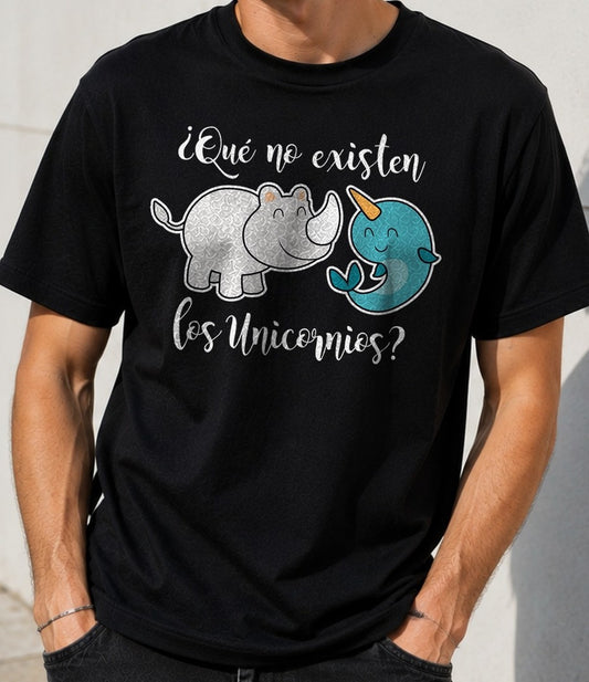 Camiseta Unicornios – Regalo Original para Frikis de los Animales (negra)