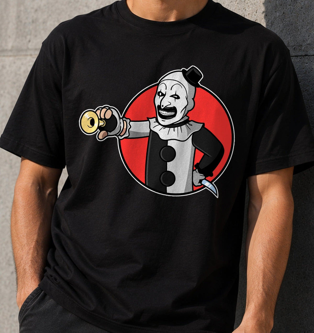 Camiseta Vault Clown – Payaso Terrorífico y Videojuegos Retro (negra)