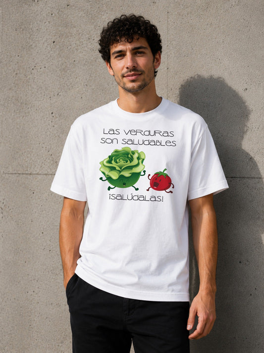 Camiseta Verduras Saludables – Regalo con humor para veganos y foodies (blanca)
