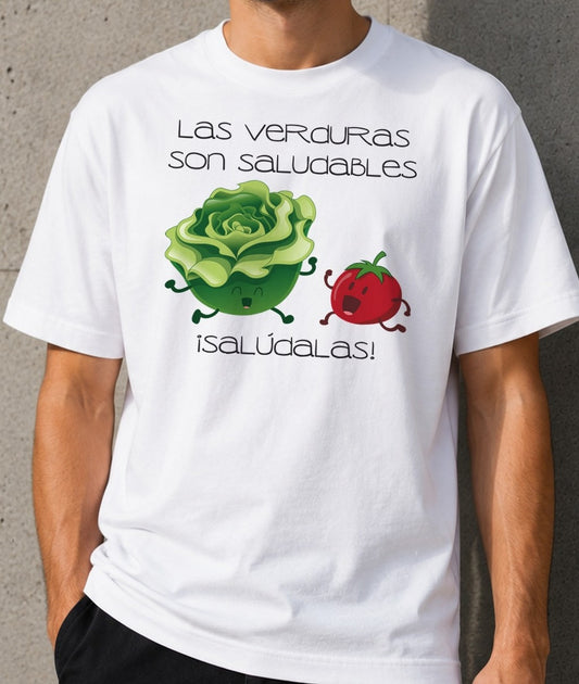 Camiseta Verduras Saludables – Regalo para amantes del humor absurdo (blanca)