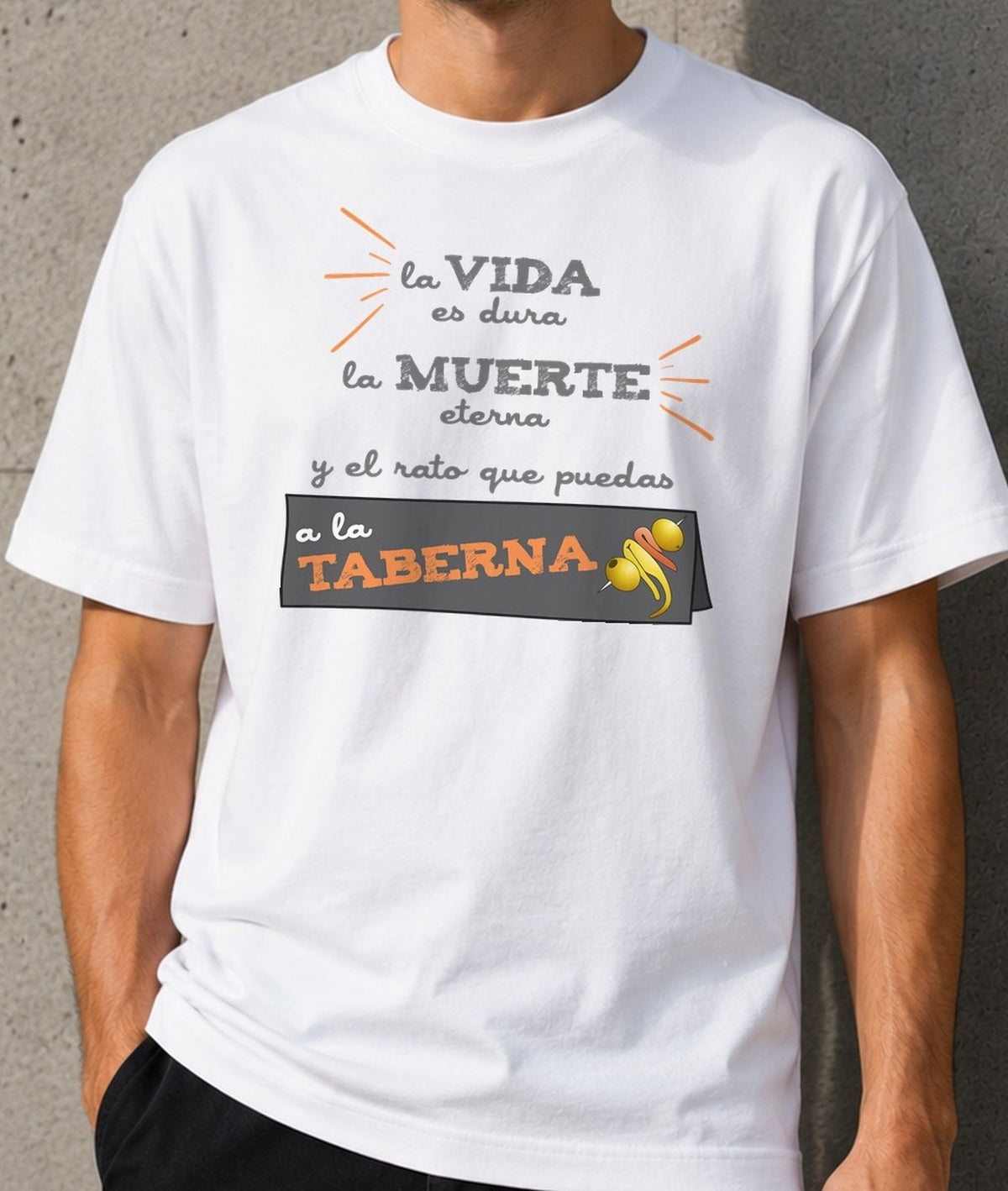 Camiseta La Vida es Dura – Regalo para amantes de la taberna (blanca)