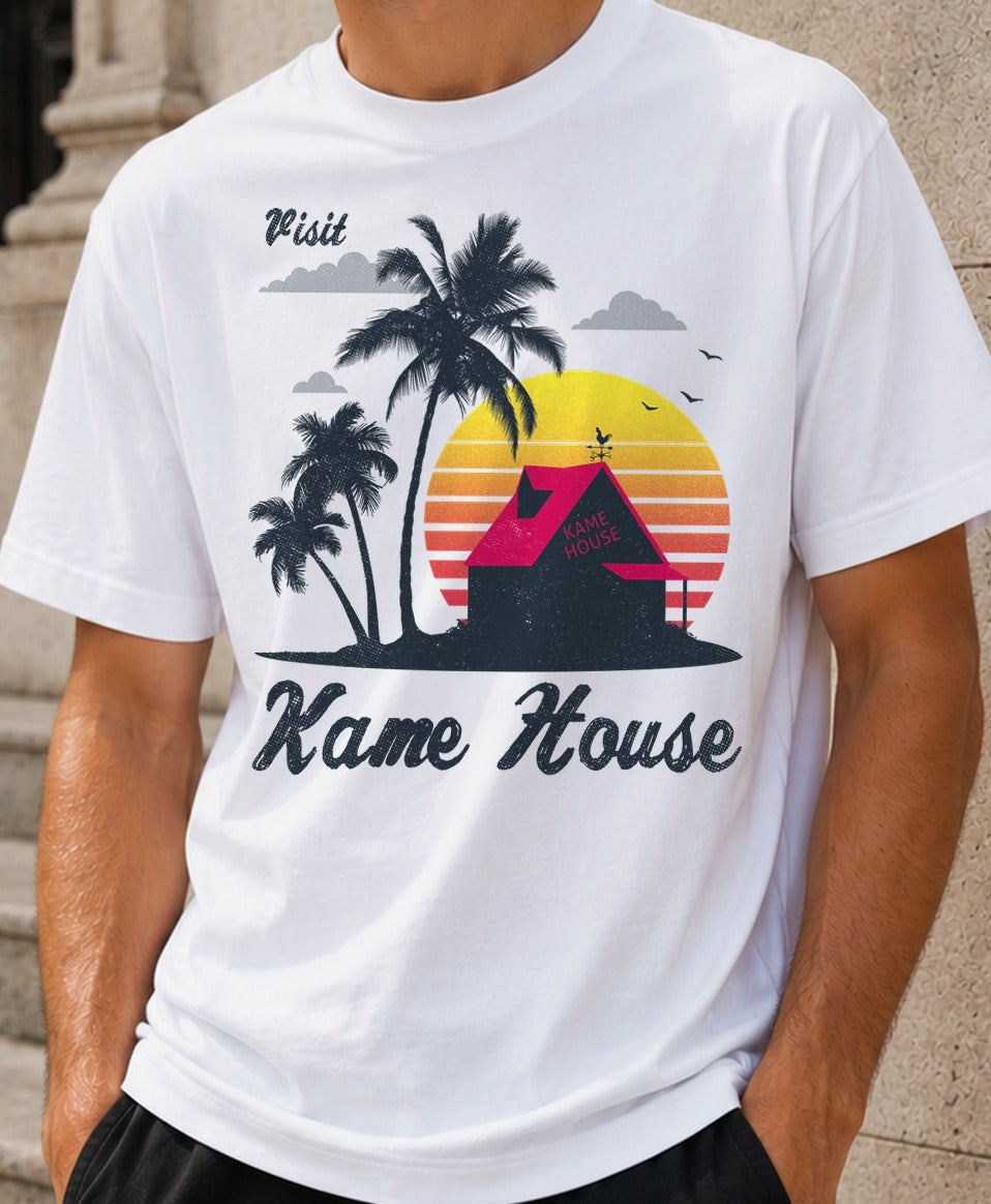 Camiseta Visit Kame House – Dragon Ball (blanca)