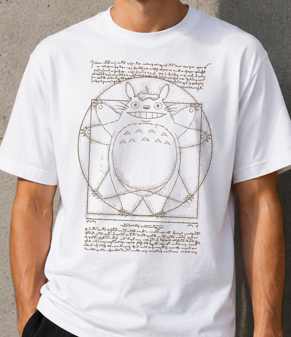 Camiseta Vitruvian Neighbor – El Vecino del Bosque de Da Vinci (blanca)