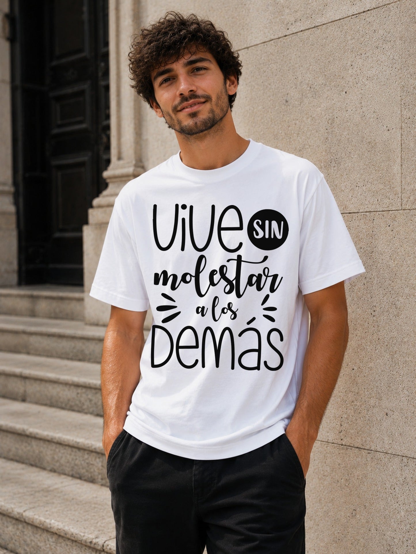 Camiseta con el diseño Vive Sin Molestar – Frases con filosofía, de Paranoia Records