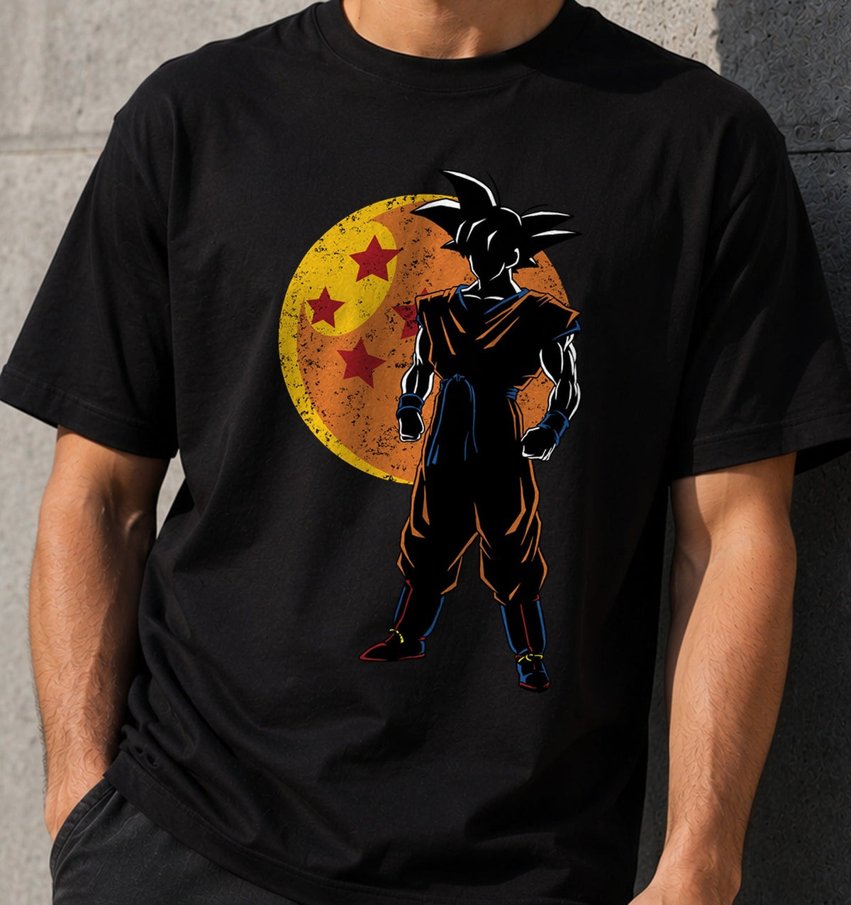 Camiseta Warrior 4 Stars – Guerrero Anime de las Cuatro Estrellas (negra)