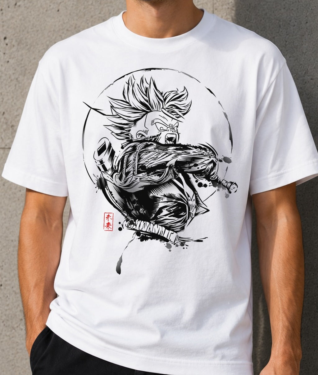 Camiseta Warrior from the Future – Trunks de Dragon Ball Z (blanca)