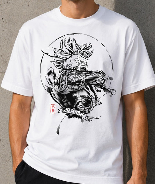 Camiseta Warrior from the Future – Trunks de Dragon Ball Z (blanca)