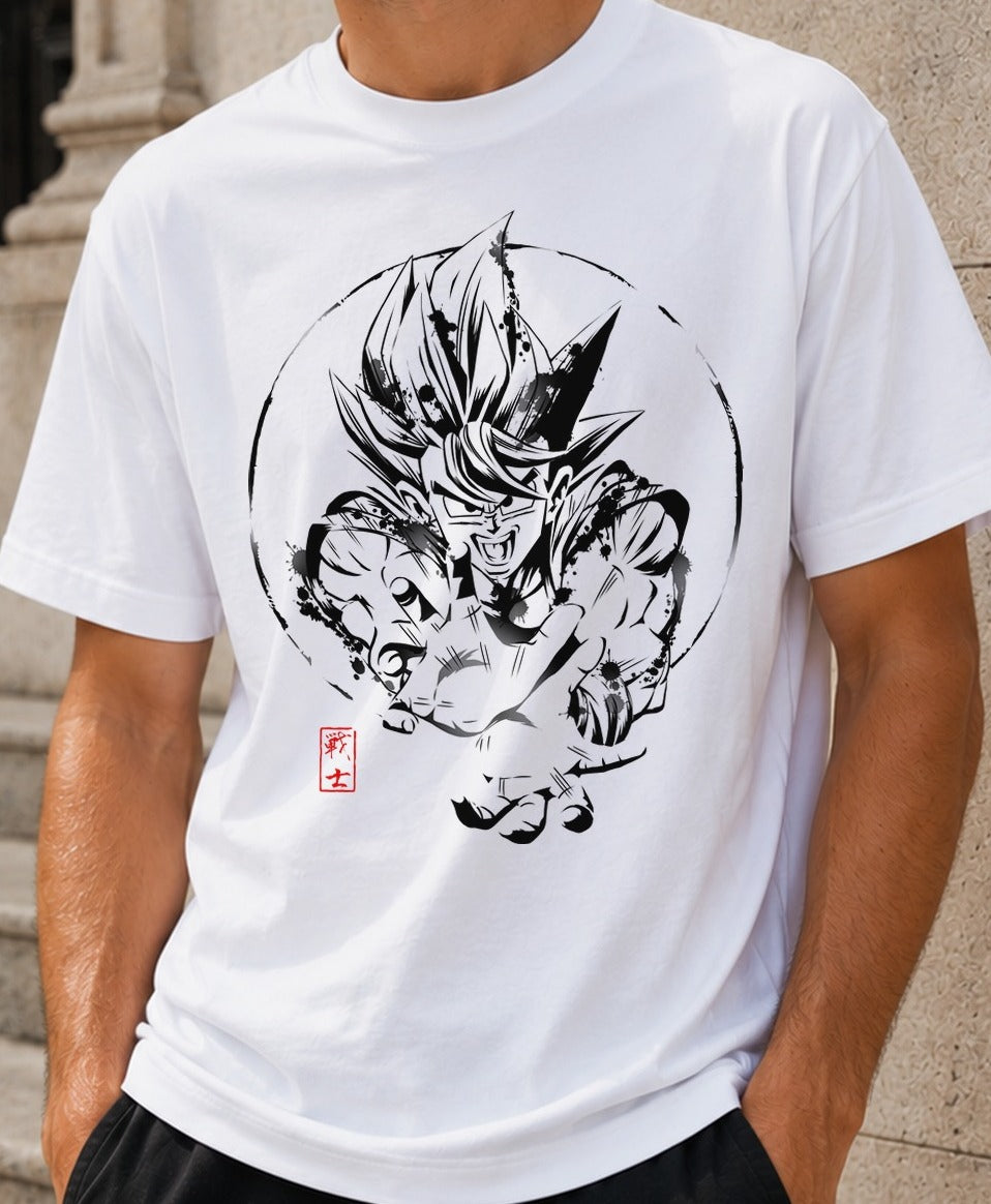 Camiseta Warrior of Earth – Goku de Dragon Ball (blanca)