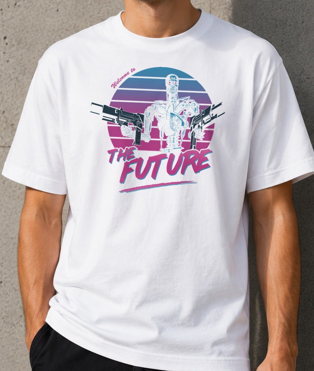 Camiseta Welcome to the Future – Terminator (blanca)