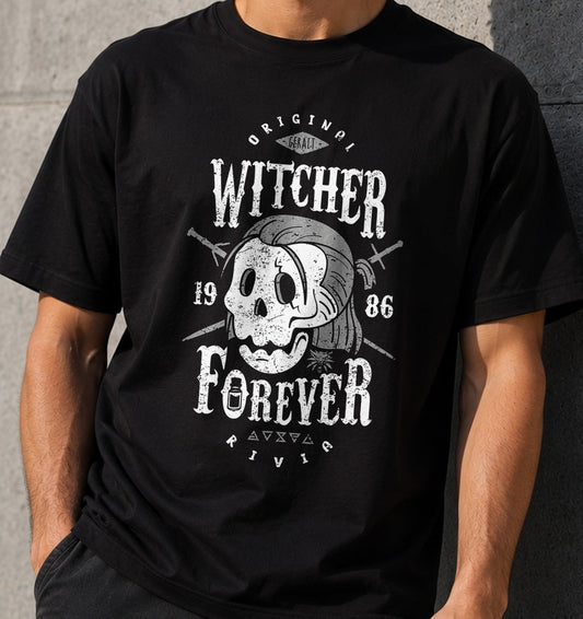 Camiseta Witcher Forever – Cazador de Monstruos Medieval (negra)