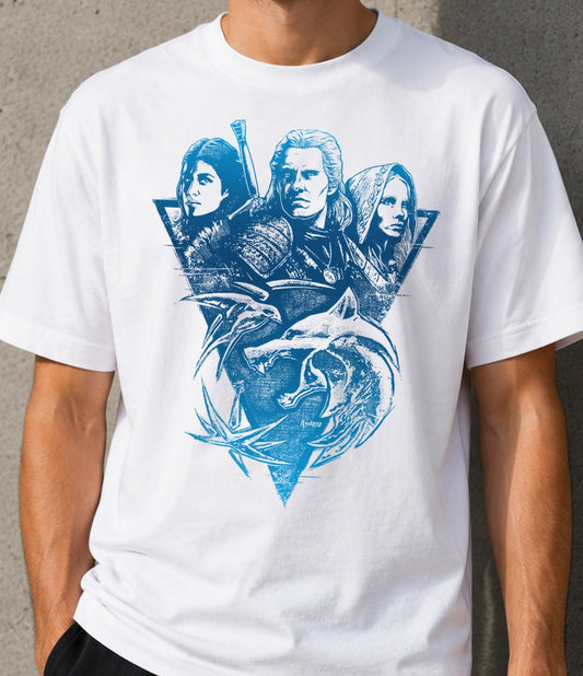 Camiseta Witchers – Brujo Cazador de Monstruos (blanca)