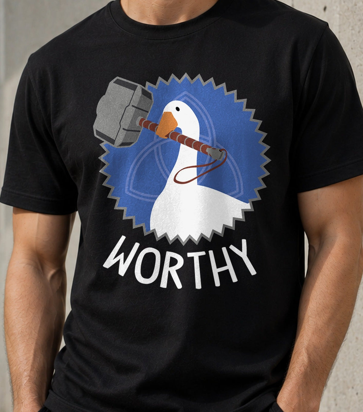 Camiseta Worthy Goose – Ganso Digno del Martillo del Trueno (negra)