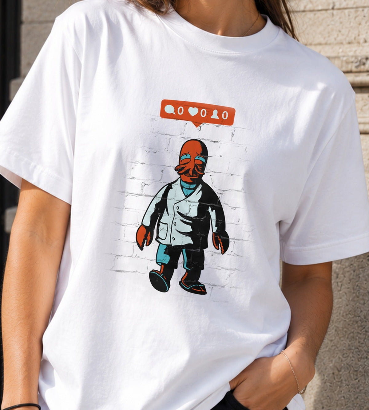 Camiseta Zoidberg Without Friends – Humor Redes Sociales (blanca)
