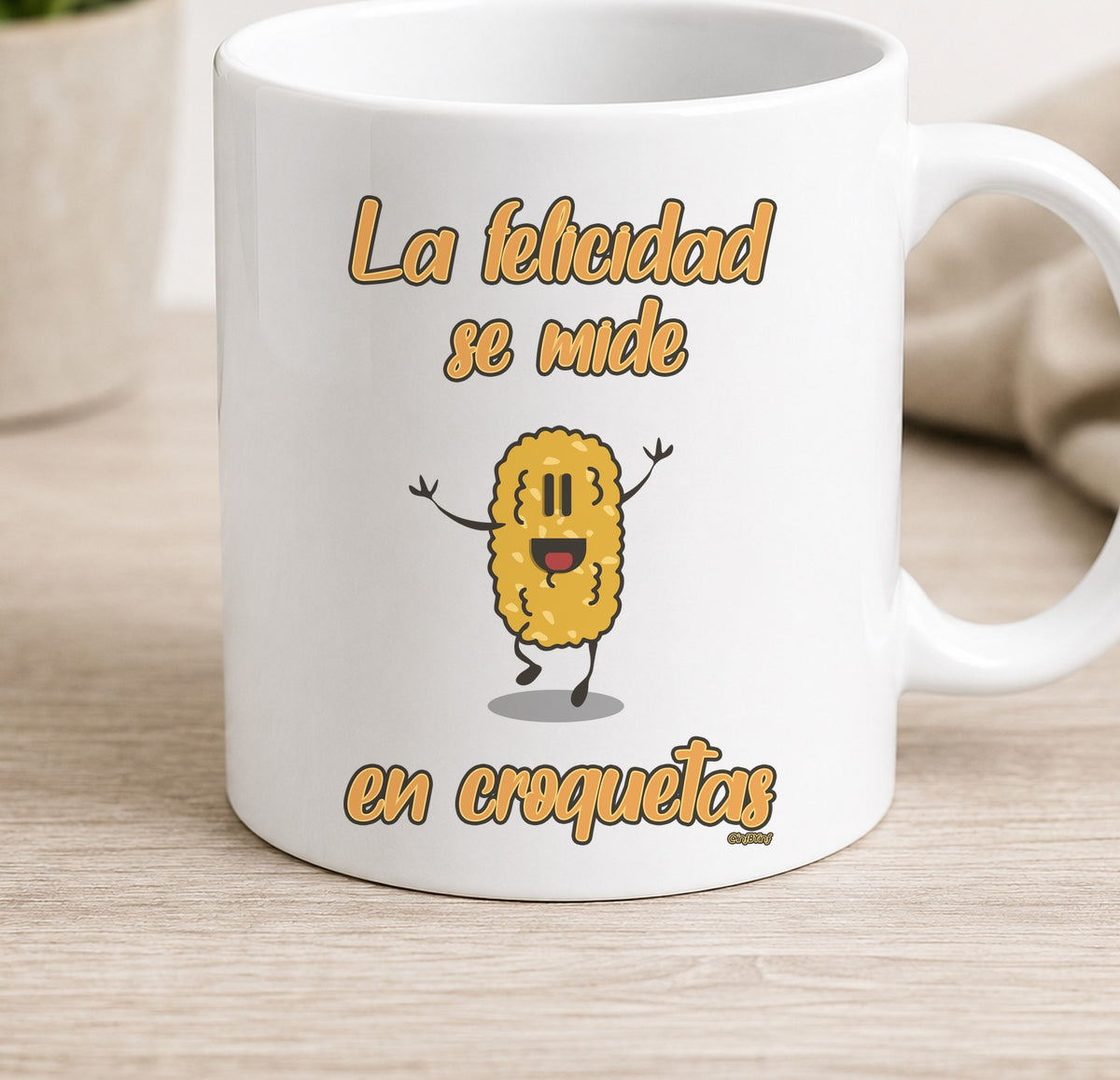 Taza La Felicidad Se Mide en Croquetas Dark (blanca)
