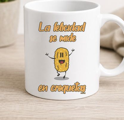 Taza La Felicidad Se Mide en Croquetas Dark (blanca)