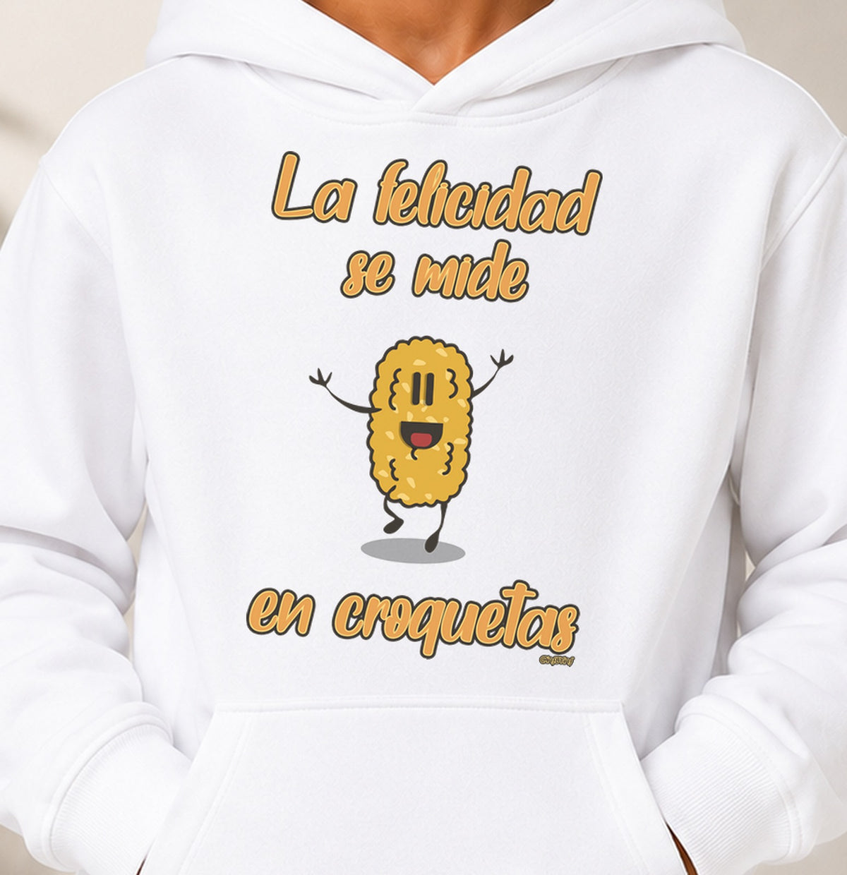 Sudadera niño La Felicidad Se Mide en Croquetas Dark (blanca)