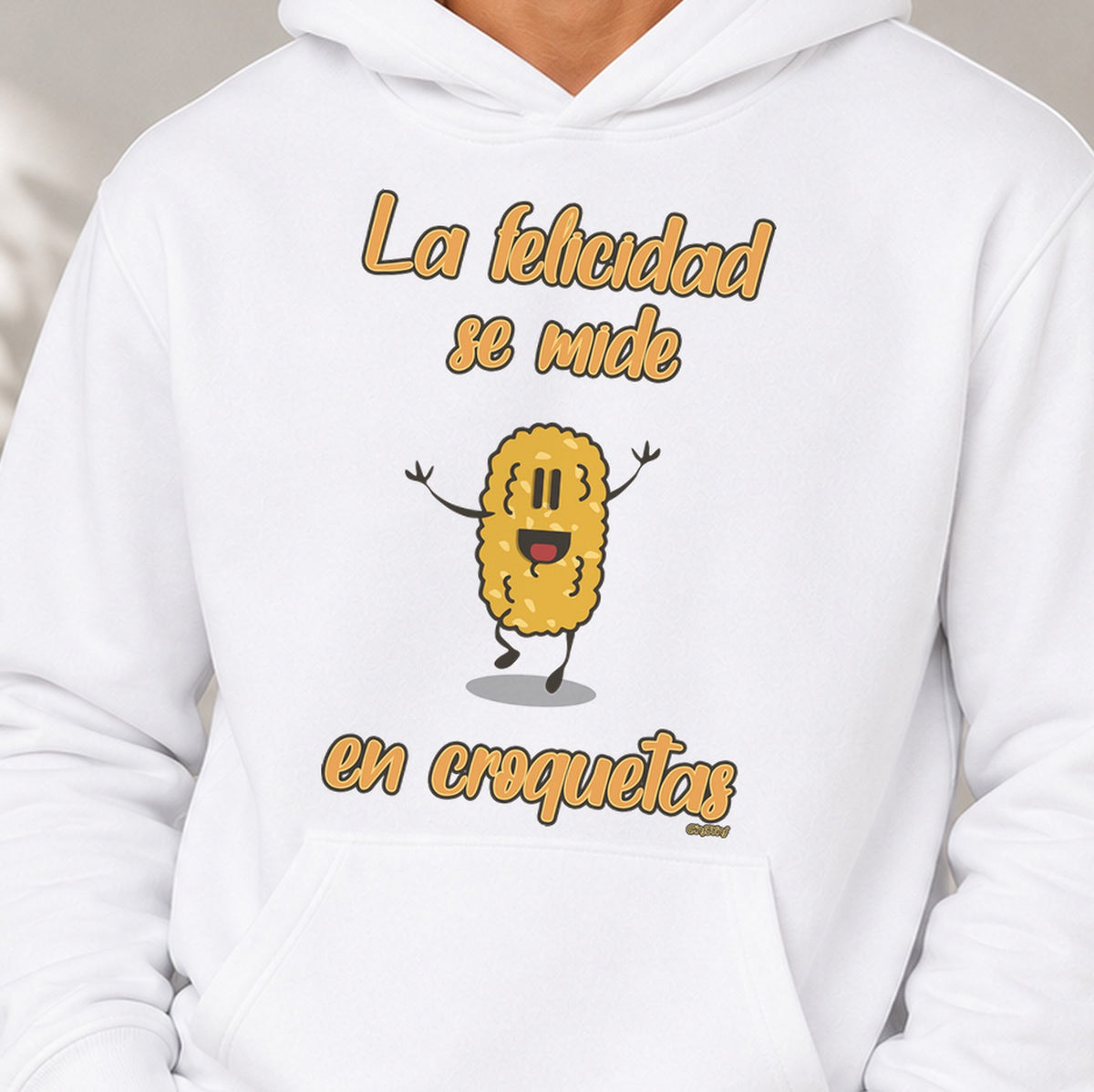 Sudadera La Felicidad Se Mide en Croquetas Dark (blanca)