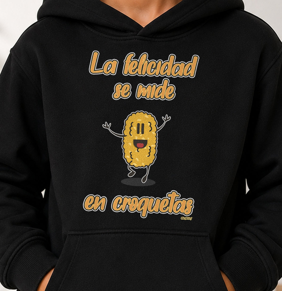 Sudadera niño La Felicidad Se Mide en Croquetas Dark (negra)
