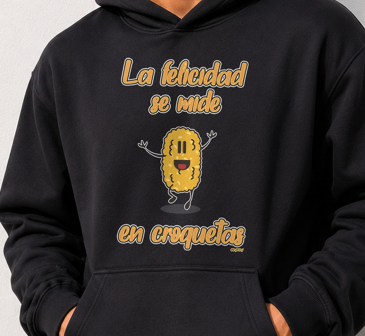 Sudadera La Felicidad Se Mide en Croquetas Dark (negra)