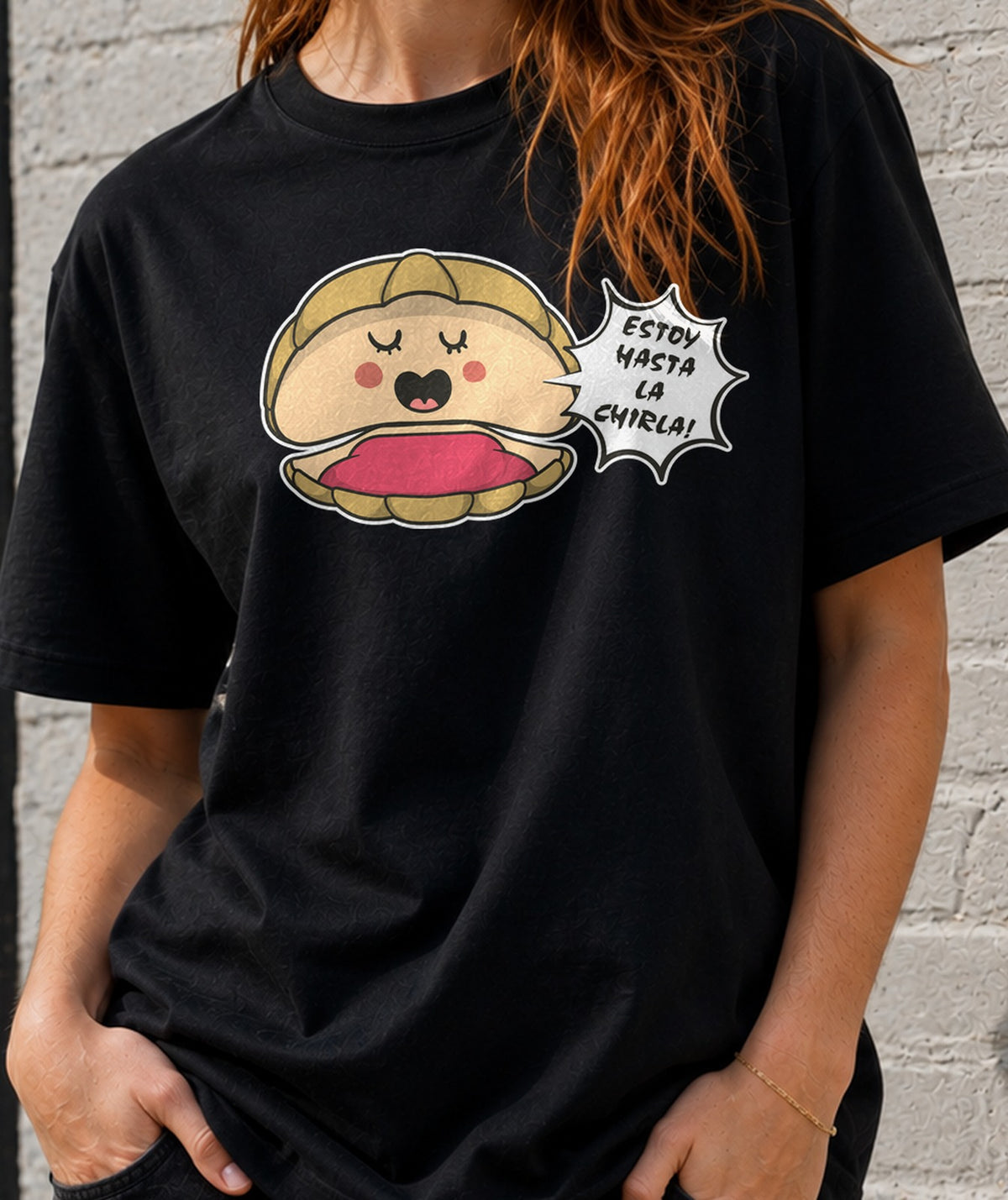 Camiseta mujer Estoy Hasta la Chirla (negra)