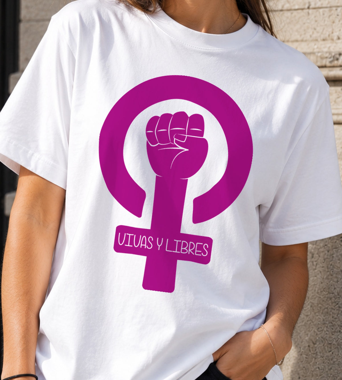 Camiseta mujer Vivas y Libres (blanca)