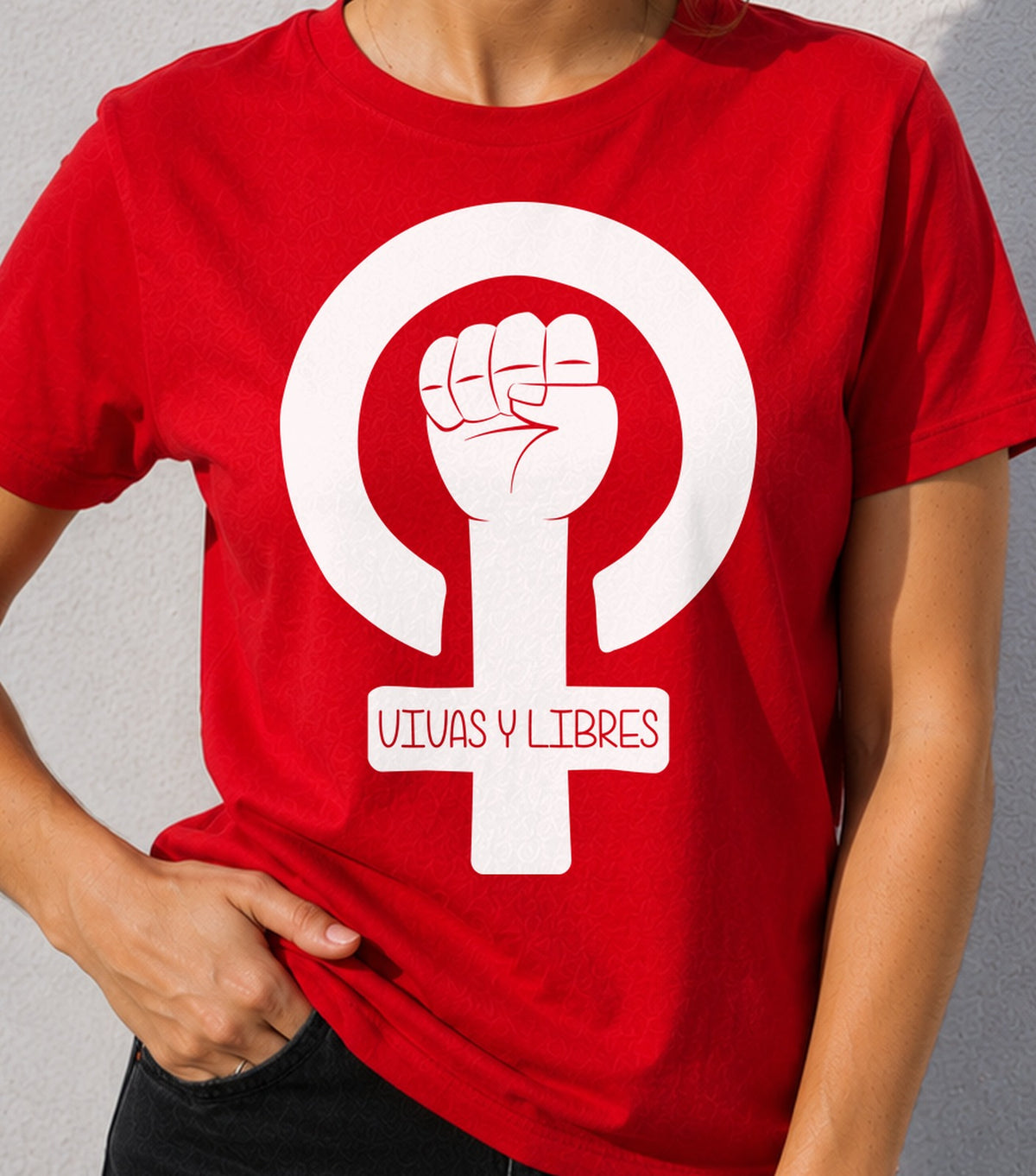 Camiseta mujer Vivas y Libres (roja)