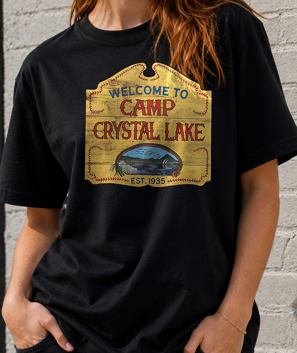 Camiseta mujer Camp Crystal Lake (negra)