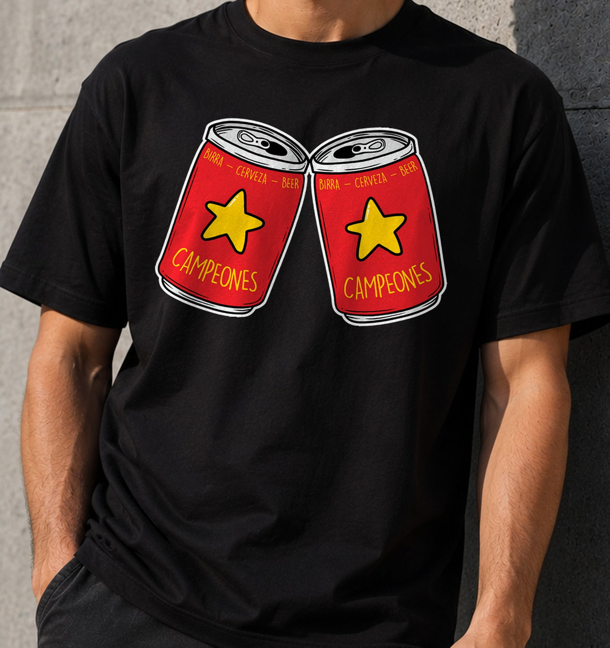 Camiseta Dos Estrellas – Regalo para Cerveceros (negra)
