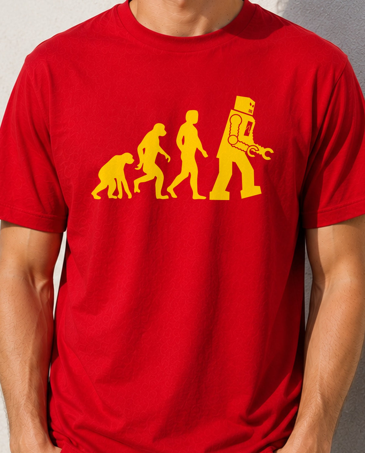 Camiseta Evolución Robot Sheldon Cooper – Big Bang Theory (roja)