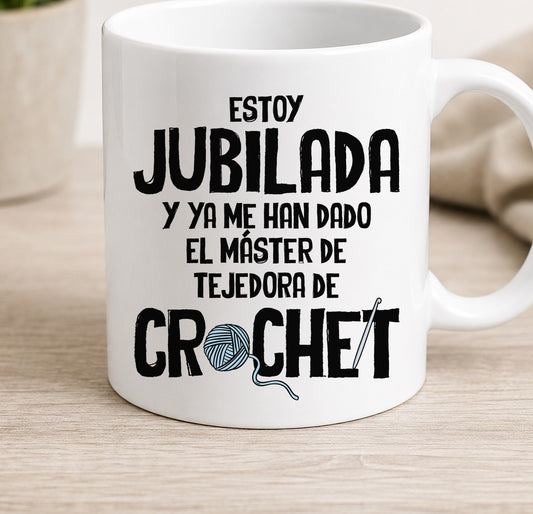 Taza Jubilada Master en Crochet (blanca)