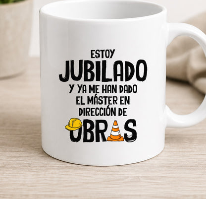Taza Jubilado Master en Obras (blanca)