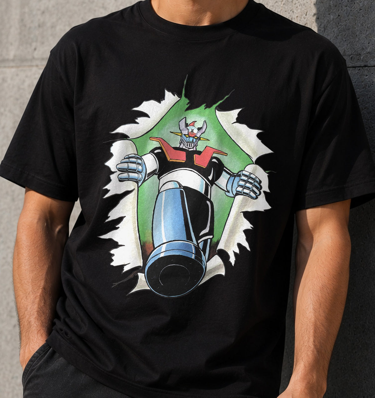 Camiseta Mazinger Z – Anime Robot Clásico (negra)