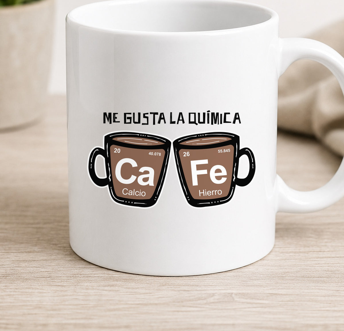 Taza Camiseta ME GUSTA LA QUIMICA - CAFE claro (blanca)