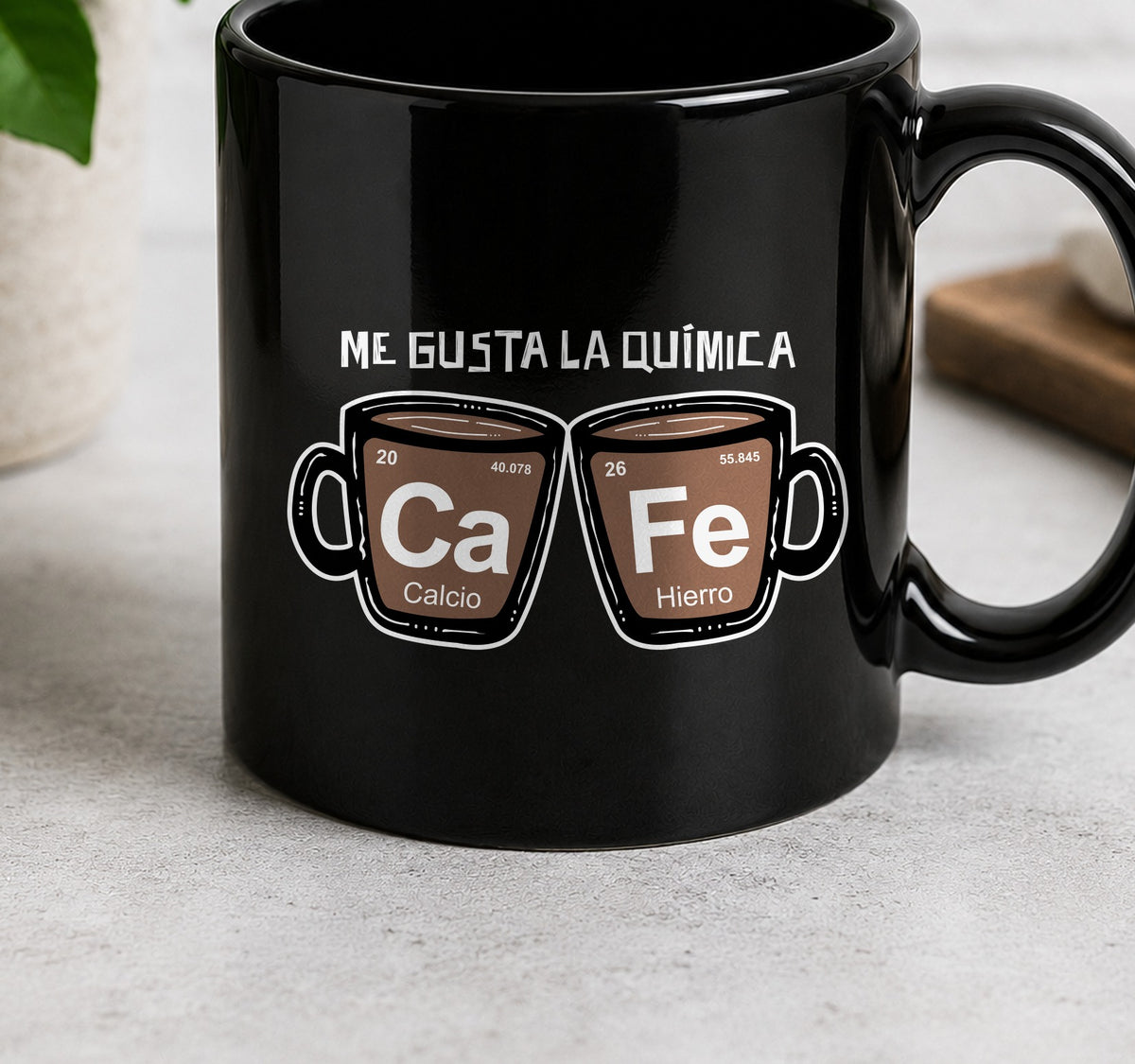 Taza Camiseta ME GUSTA LA QUIMICA - CAFE oscuro (negra)