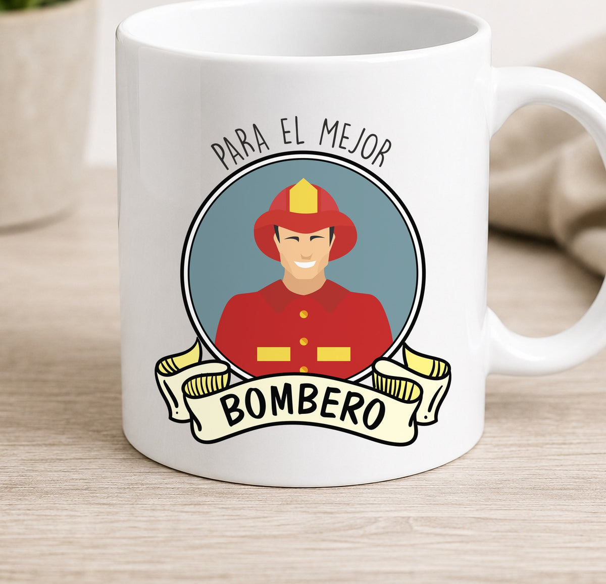 Taza Camiseta MEJOR BOMBERO (blanca)