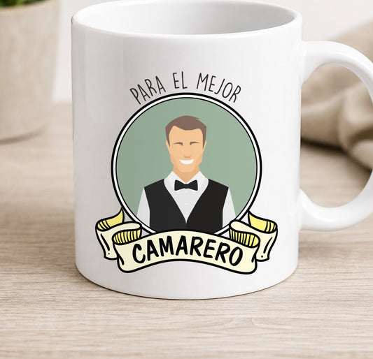 Taza Camiseta MEJOR CAMARERO (blanca)