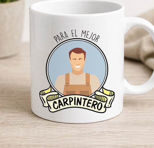 Taza Camiseta MEJOR CARPINTERO (blanca)