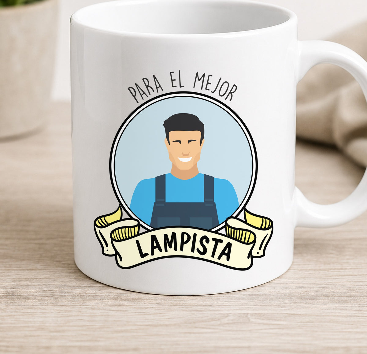 Taza Camiseta MEJOR LAMPISTA (blanca)