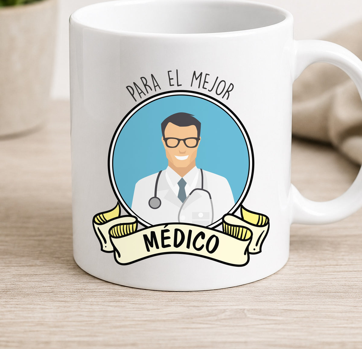 Taza Camiseta MEJOR MEDICO (blanca)