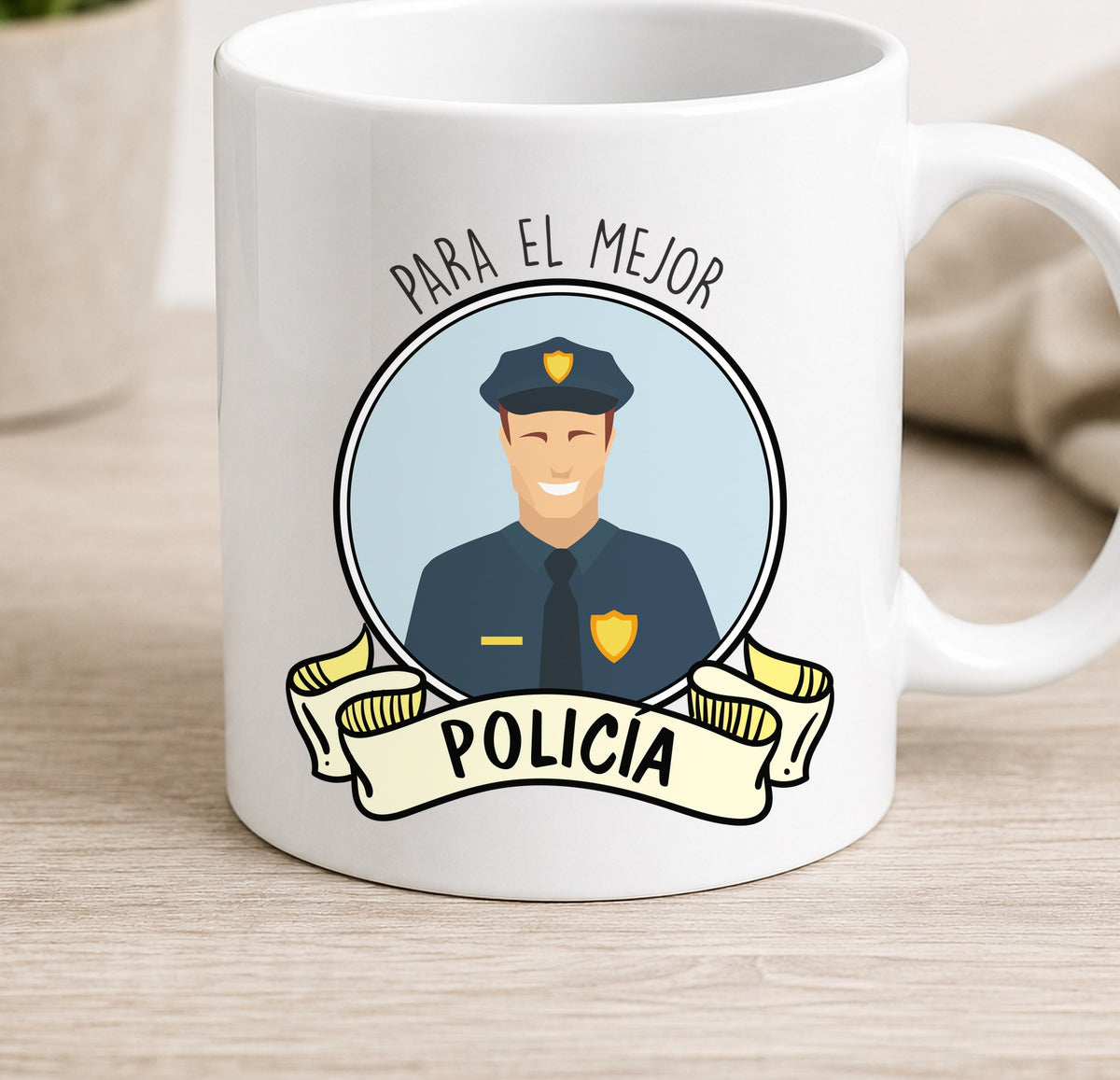 Taza Camiseta MEJOR POLICIA (blanca)