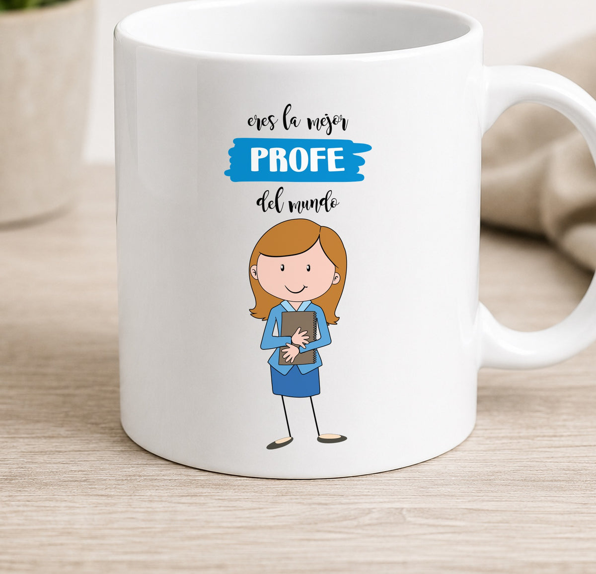 Taza Camiseta MEJOR PROFE DEL MUNDO chica (blanca)