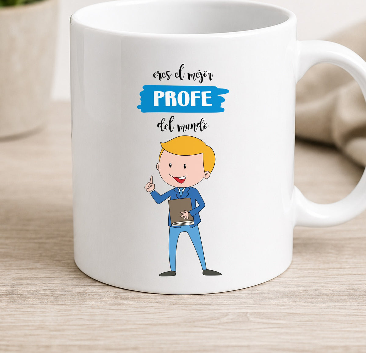 Taza Camiseta MEJOR PROFE DEL MUNDO chico (blanca)