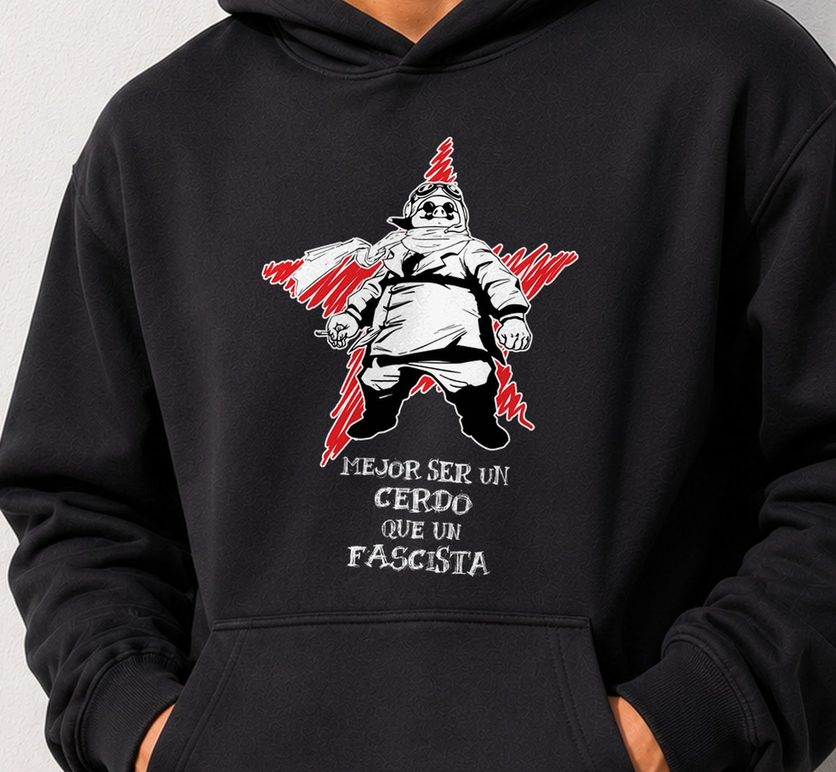 Sudadera Camiseta MEJOR SER UN CERDO oscuro (negra)