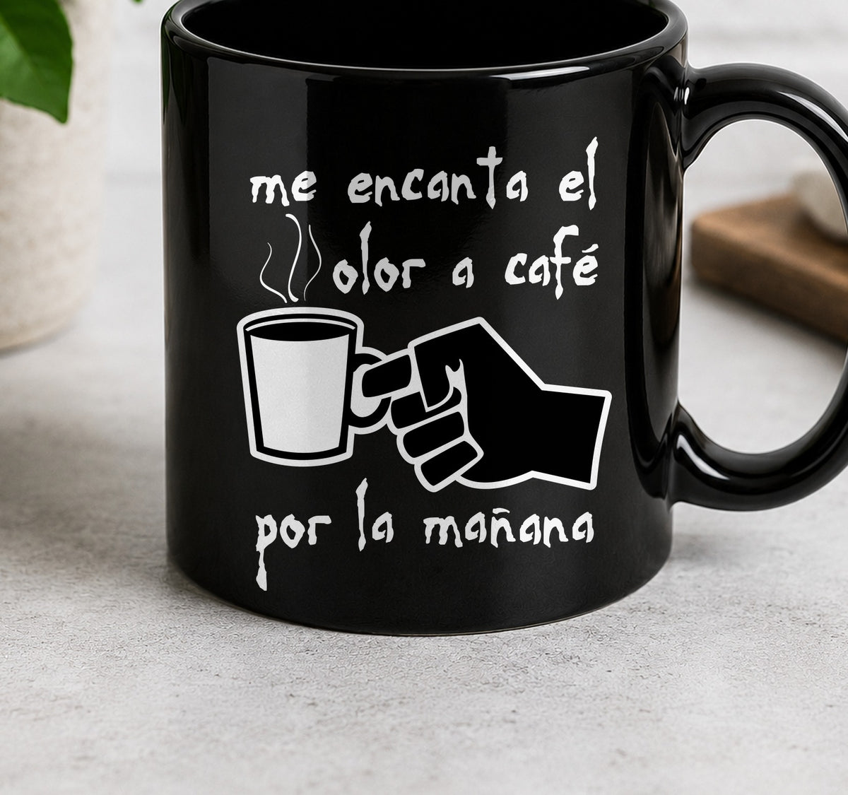 Taza Camiseta OLOR A CAFE oscuro (negra)