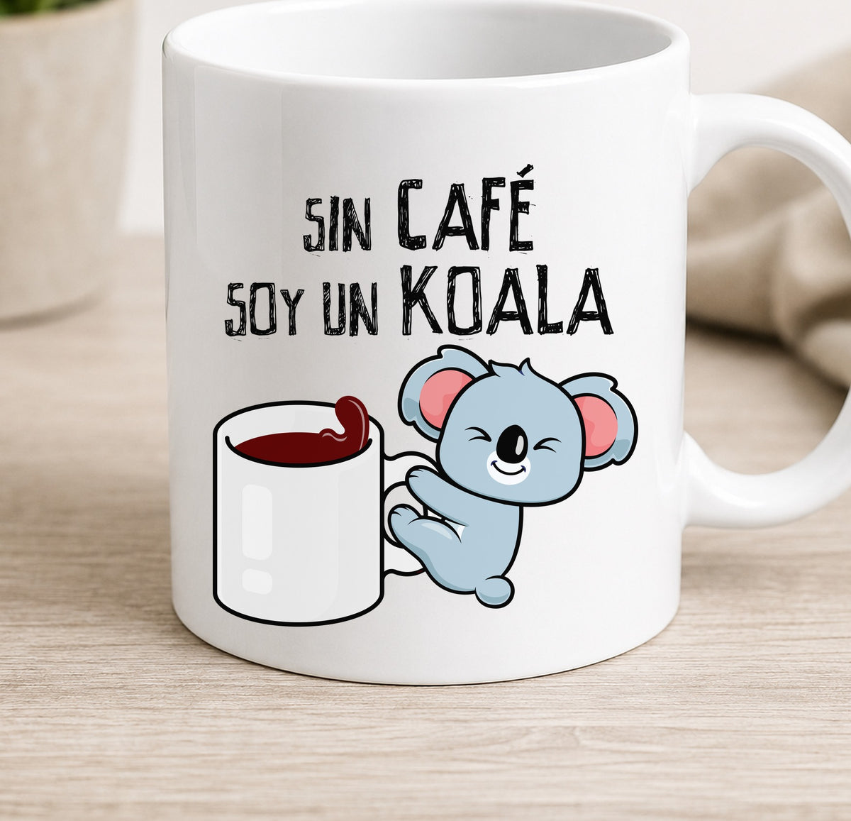 Taza Camiseta SIN CAFE SOY UN KOALA claro (blanca)