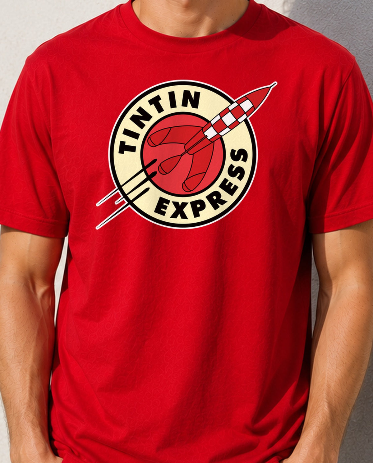 Camiseta Tintin Express – Cohete Lunar de Tintín (roja)