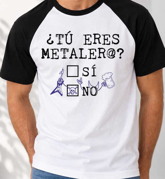 Camiseta baseball Tu Eres Metalero (blanca)