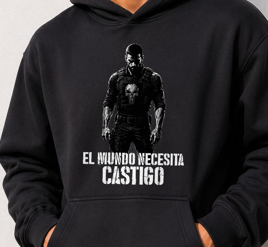 Sudadera Camiseta El Mundo Necesita Castigo The Punisher (negra)