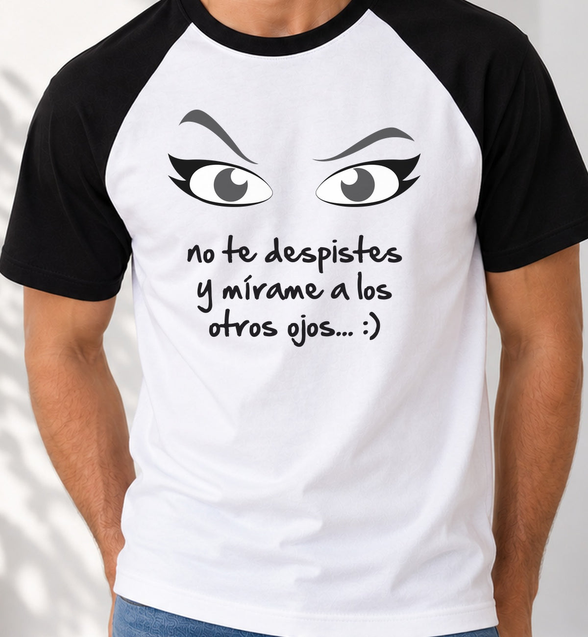 Camiseta baseball Mirame a los Ojos (blanca)